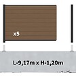 DECKLINEA - Kit Clôture Composite sur Muret RIO Bronze 9x1,2m - Bois composite & Aluminium - Poteaux sur Platines Noir - Brise vue - vignette