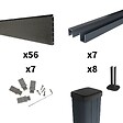 DECKLINEA - Kit Clôture Composite sur Muret RIO Anthracite 13x1,2m - Bois composite & Aluminium - Poteaux sur Platines Gris - Brise vue - vignette