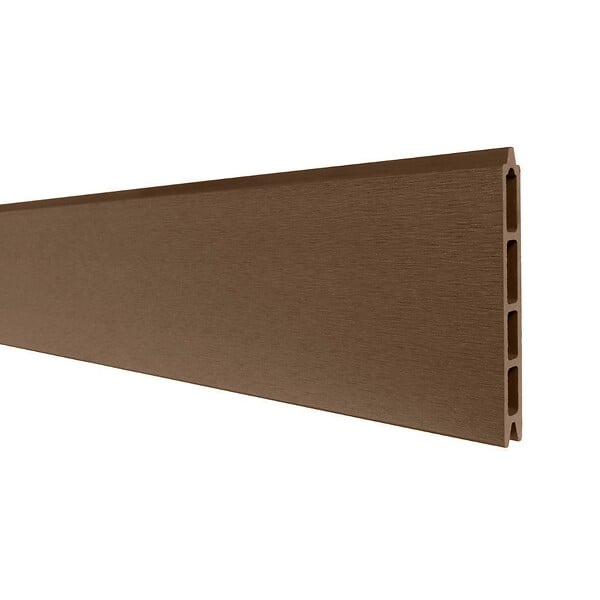 DECKLINEA - Kit Clôture Composite sur Muret RIO Bronze 7,5x1,2m - Bois composite & Aluminium - Poteaux sur Platines Noir - Brise vue - large