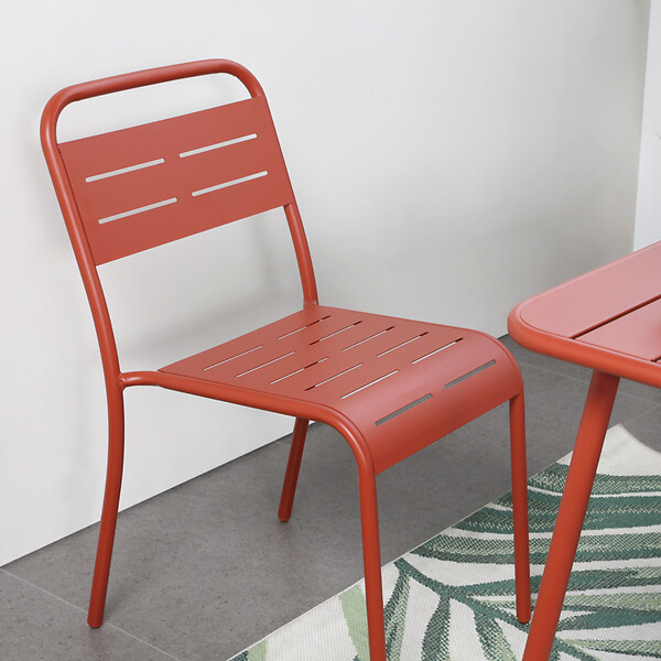 CONCEPT USINE - Lot de 4 chaises salon de jardin repas terracotta BERGAME - large