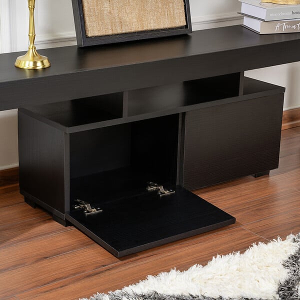 CONCEPT USINE - Meuble TV avec placards bois noir 180cm BASI - large