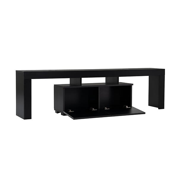 CONCEPT USINE - Meuble TV avec placards bois noir 180cm BASI - large