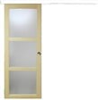 GD MENUISERIES - Porte Coulissante bois Ayous Vitrée H204 x L83 cm, Rail alu bandeau blanc, Coquilles - vignette