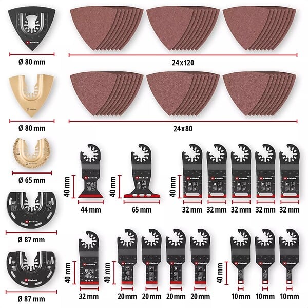 EINHELL - Coffret accessoires XXL Multi-Tools - 70 pièces - lames, racloir, ponçage - outils multifonctions - large