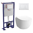 SWISS AQUA TECHNOLOGIES - Swiss Aqua Technologies Pack WC bâti-autoportant + WC SAT infinitio sans bride fixations invisibles + Abattant softclose + Plaque blanche - vignette