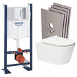 GROHE - Grohe Pack WC Bâti autoportant + WC sans bride SAT, fixations invisibles + abattant slim, softclose + Plaque + Set habillage - vignette