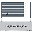 DECKLINEA - Kit Clôture Aluminium Ajourée sur Muret OLINDA Anthracite 7,38x1,2m - Lames ajourées 21x45x1780 mm - Brise Vue - Palissade - vignette