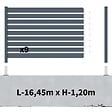 DECKLINEA - Kit Clôture Aluminium Ajourée sur Muret OLINDA Anthracite 16,5x1,2m - Lames ajourées 21x45x1780 mm - Brise Vue - Palissade - vignette