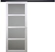 GD MENUISERIES - Porte Coulissante Tana blanc Vitrée H204 x L63 cm, Rail Alu bandeau noir - vignette