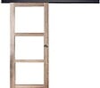 GD MENUISERIES - Porte Coulissante bois Frake Vitrage transparent H204 x L83 cm, rail bandeau noir, coquilles - vignette