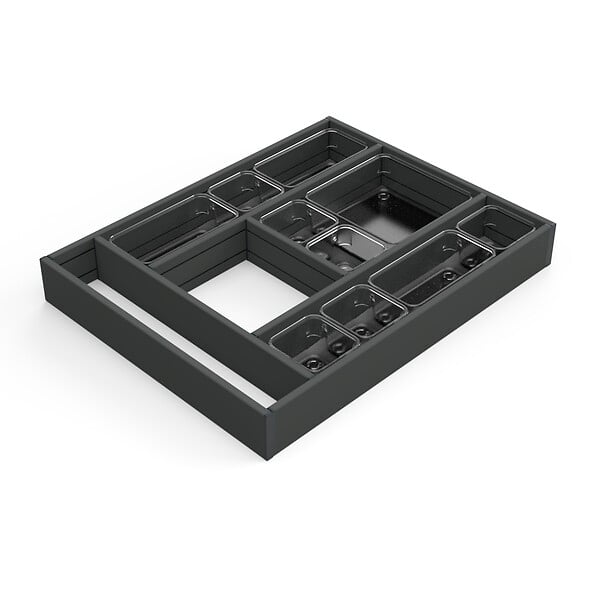 EMUCA - Organisateur de tiroirs Alumount 450x500, Aluminium, Gris antracite - large