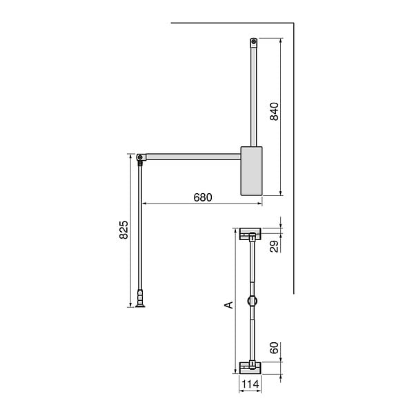 EMUCA - Penderie rabattable pour armoire Sway, 450 - 600mm,  Acier, Aluminium et Plastique, Peint en titane - large