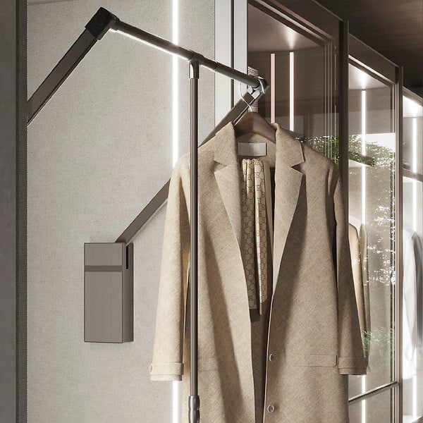 EMUCA - Penderie rabattable pour armoire Sway, 450 - 600mm,  Acier, Aluminium et Plastique, Peint en titane - large