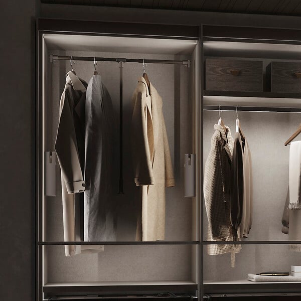 EMUCA - Penderie rabattable pour armoire Sway, 450 - 600mm,  Acier, Aluminium et Plastique, Peint en titane - large