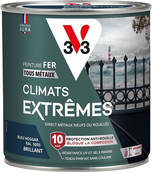 V33 PEINTURE - Peinture fer Climats Extrêmes Brillant Bleu hoggar 0.5l - large