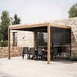 OVIALA - Pergola bioclimatique adossée 3x4m et 1 store en bois gris - Oia - vignette