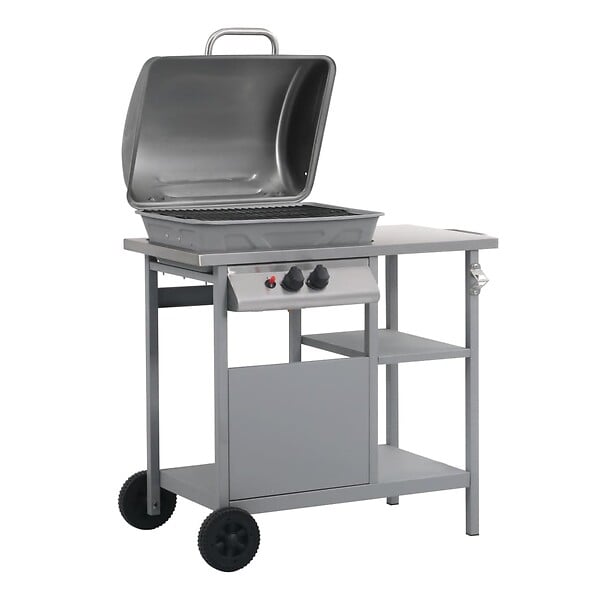 VIDAXL - vidaXL Barbecue à gaz avec tablette à 3 couches Noir et argenté - large