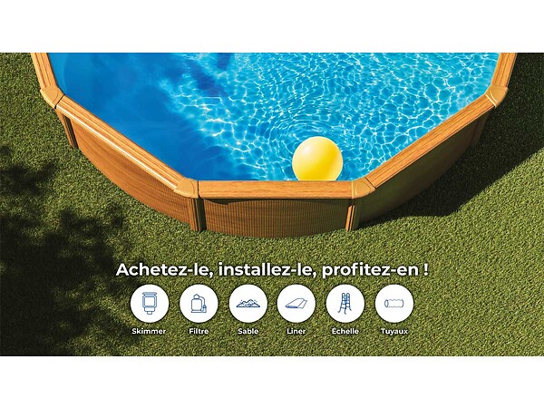 GRE - Piscine acier aspect bois Sicilia ronde 3,20 x 1,22 m - Gré - large