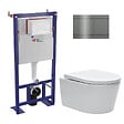 SWISS AQUA TECHNOLOGIES - Swiss Aqua Technologies Pack WC bâti-autoportant + WC SAT sans bride + Abattant softclose + plaque en acier inoxydable, revêtement PVD, Gun Metal - vignette