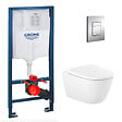 GROHE - Pack WC Bâti-support Rapid SL + Cuvette suspendue Roca + Abattant softclose+ Plaque Chrome (RapidSL-Ona-1) - vignette