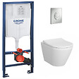 GROHE - Pack WC Bâti-support Rapid SL + WC Vitra Integra + Abattant softclose + Plaque Chrome mat (RapidSL-IntegraRimless-7) - vignette
