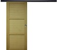 GD MENUISERIES - Porte Coulissante bois Ayous 3 Panneaux H204 x L73 cm, Rail alu Bandeau noir, coquilles - vignette