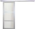 GD MENUISERIES - Porte Coulissante Greyria Gris Clair Vitrée H204 x L73 cm, Rail Alu - vignette