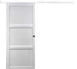 GD MENUISERIES - Porte Coulissante Korya Blanc 3 panneaux H204 x L73 cm, Rail Alu bandeau blanc, Coquilles - vignette