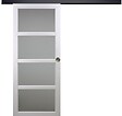 GD MENUISERIES - Porte Coulissante Tana blanc Vitrée H204 x L83 cm, Rail Alu bandeau noir, Coquilles - vignette
