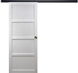 GD MENUISERIES - Porte Coulissante Tamera blanc 4 panneaux H204 x L73 cm, Rail Alu bandeau noir, Coquilles - vignette