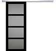 GD MENUISERIES - Porte Coulissante Telia Noir Vitrée H204 x L83 cm, Rail Alu - vignette