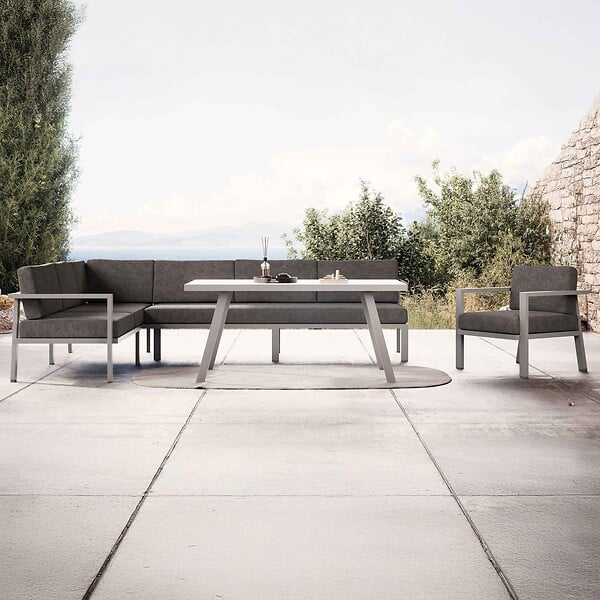 OVIALA - Salon de jardin 8 places en aluminium - Saint Tropez - large