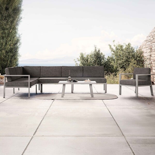 OVIALA - Salon de jardin 6 places en aluminium - Saint Tropez - large