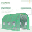 OUTSUNNY - Serre de jardin tunnel surface sol 6 m² 3L x 2l x 2H m châssis tubulaire renforcé porte zippée 6 fenêtres enroulables vert - vignette