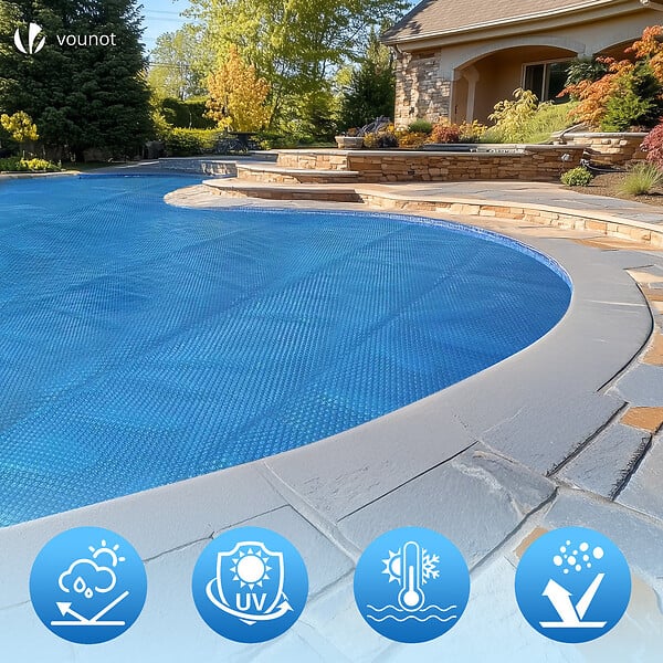 VOUNOT - Bache a bulle piscine 120 microns rectangulaire decoupable 700x400cm bleu - large