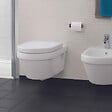 VILLEROY ET BOCH - Pack WC sans bride  Architectura abattant + bâti-support sol et mur + plaque chromée mat  + Tabouret bois - vignette