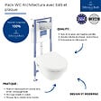 VILLEROY ET BOCH - Pack WC sans bride  Architectura abattant + bâti-support sol et mur + plaque chromée mat  + Tabouret bois - vignette