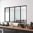 AICA SANITAIRE - Verière d'intérieur coulissante - L.1830xH.1080cm - verre trempé et transparant en 4mm - cadre et profilé noir mat - vignette