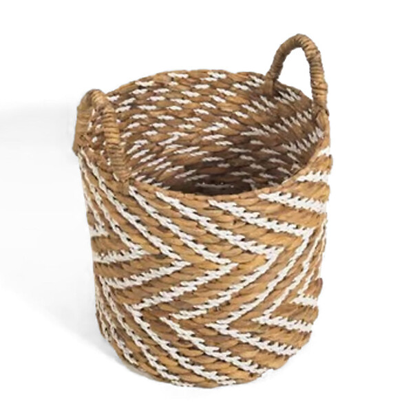 M.CEZARE - Panier souple Elise - 35 x 35 x 35 cm - taille L - jute - motifs chevrons - large