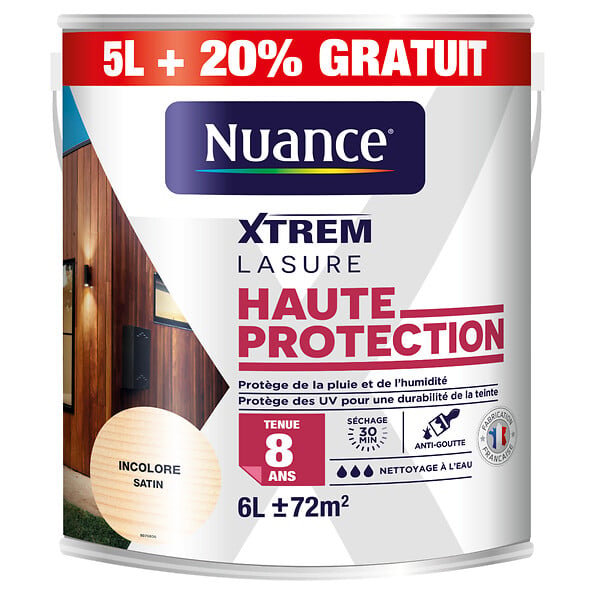 NUANCE - Lasure haute protection 8 ans incolore 5L+20% - large