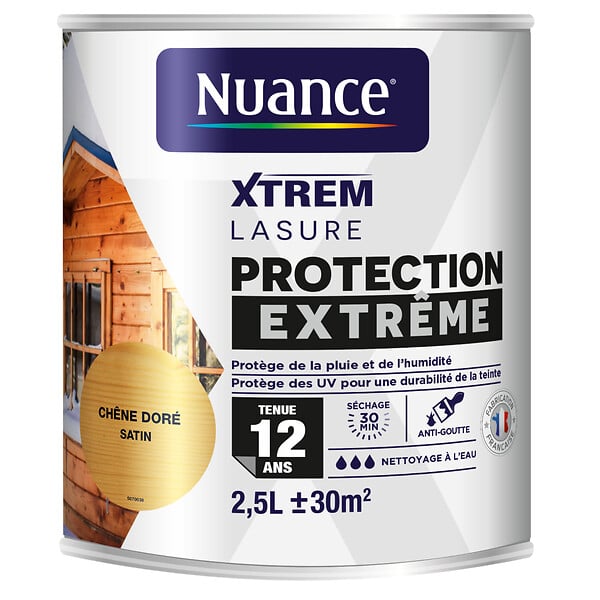 NUANCE - Lasure protection extrême 12 ans chêne doré 2,5 L - large
