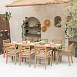 HAPPY GARDEN - Salon de jardin extensible 180/240cm PADAR en acacia 8 places - coussins sable - vignette
