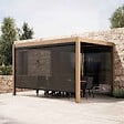 OVIALA - Pergola bioclimatique autoportée 3x4 m et 1 store bois gris - Athenes - vignette