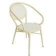 OVIALA - Chaise de terrasse style bistrot parisien aluminium et rotin beige - Villiers - vignette