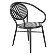 OVIALA - Chaise de terrasse style bistrot parisien en aluminium et rotin noir - Villiers - vignette