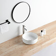 STANO - Vasque à poser ronde en céramique MENDOZA 6 coloris Ø36 cm Blanc mat liseré doré - vignette