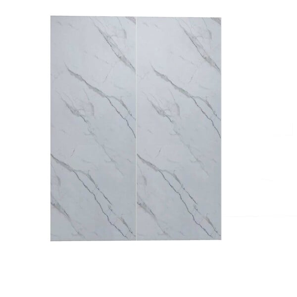AICA SANITAIRE - Panneau mural de douche marbre blanc 120x210+120x210cm avec 3 profilés - large
