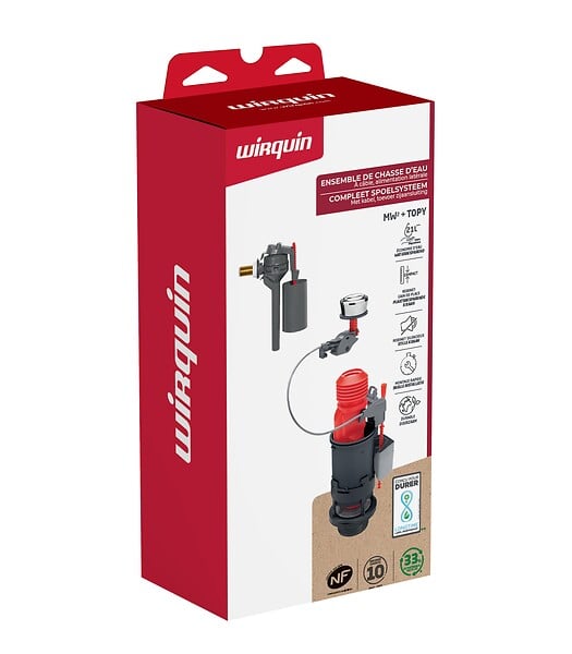 WIRQUIN - Mécanisme à cble double poussoir avec robinet TOPY laiton - large