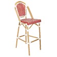 OVIALA - Chaise haute de jardin en alumunium et rotin synthétique blanc + rouge - Belleville - vignette