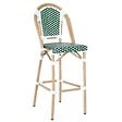OVIALA - Chaise haute de jardin en alumunium et rotin synthétique blanc et vert - Belleville - vignette